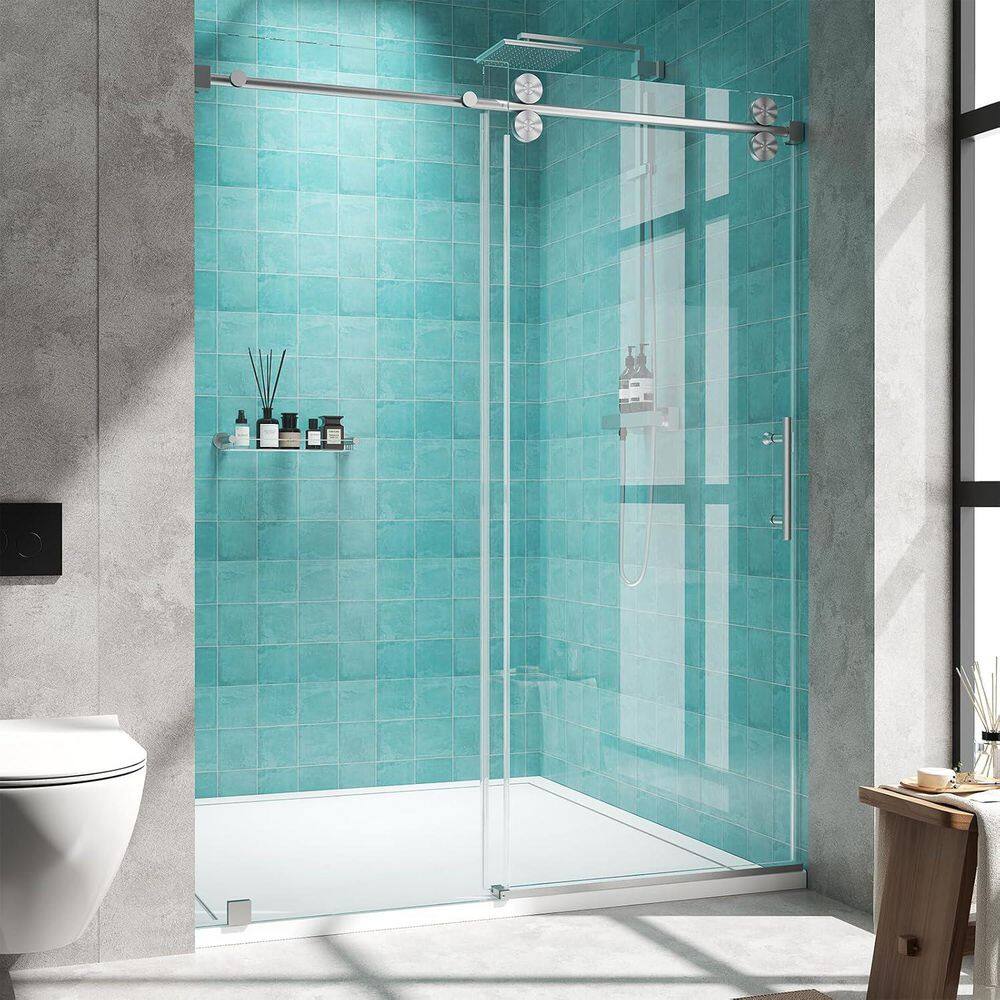 67 to 72 in. W x 72 in. H Frameless Sliding Shower Door in Brushed Nickel with Clear Tempered Glass price history on PriceWatchPro