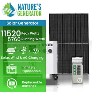 Powerhouse Gold PE 7,200-Watt Electric Switch Solar Generator with (2) 410-Watt Panels, Power Transfer Kit and Wheels