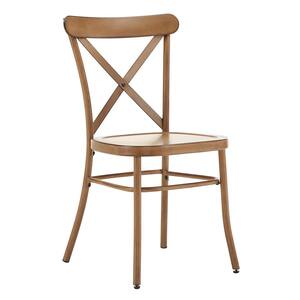 Oak Finish Metal Dining Chair (Set of 2)