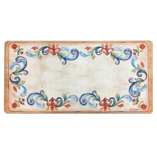 Tuscan Fleur Cream 20 in. x 39 in. Anti-Fatigue Kitchen Mat