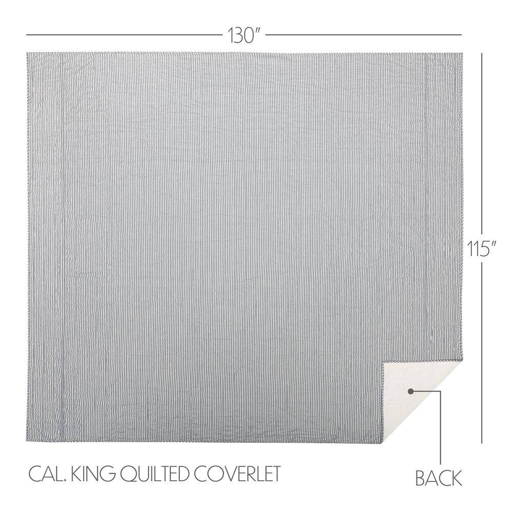 Sawyer Mill Blue Ticking Stripe Cotton California King Quilt Coverlet