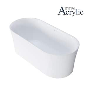 67 in. x 31.5 in. Freestanding Air Soaking Bathtub with Chrome Center Drain in White, Air Bubble Massage, LED Lighting