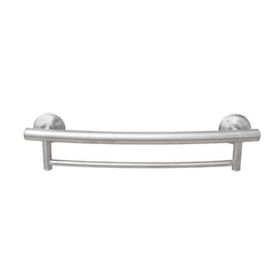 2-in-1 23.375 in. x 1.25 in. Grab Bar and Towel Bar with Grips in Brushed Nickel