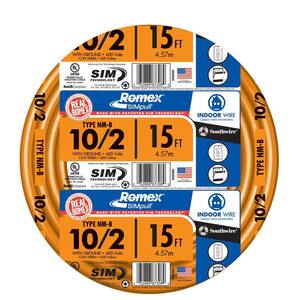 Southwire 15 ft. 14/3 Solid Romex SIMpull CU NM-B W/G Wire 63946826