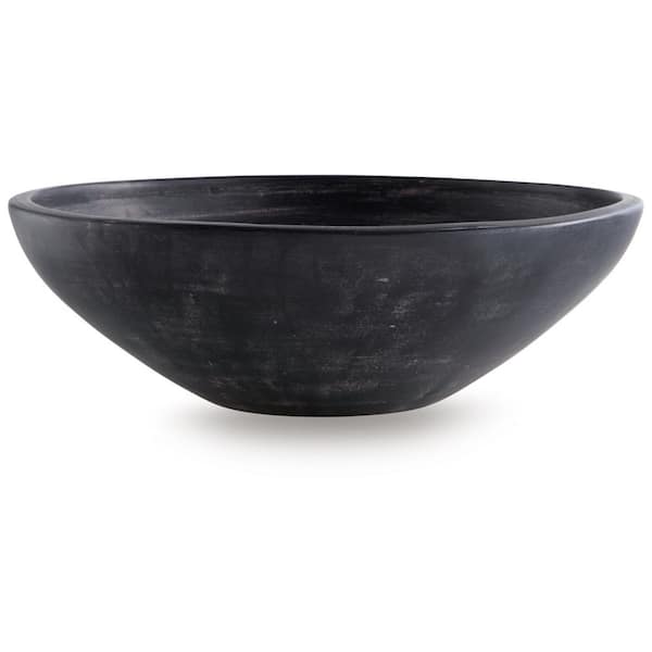 Meadie Black Round Terra Cotta 16 in. W Decorative Bowls