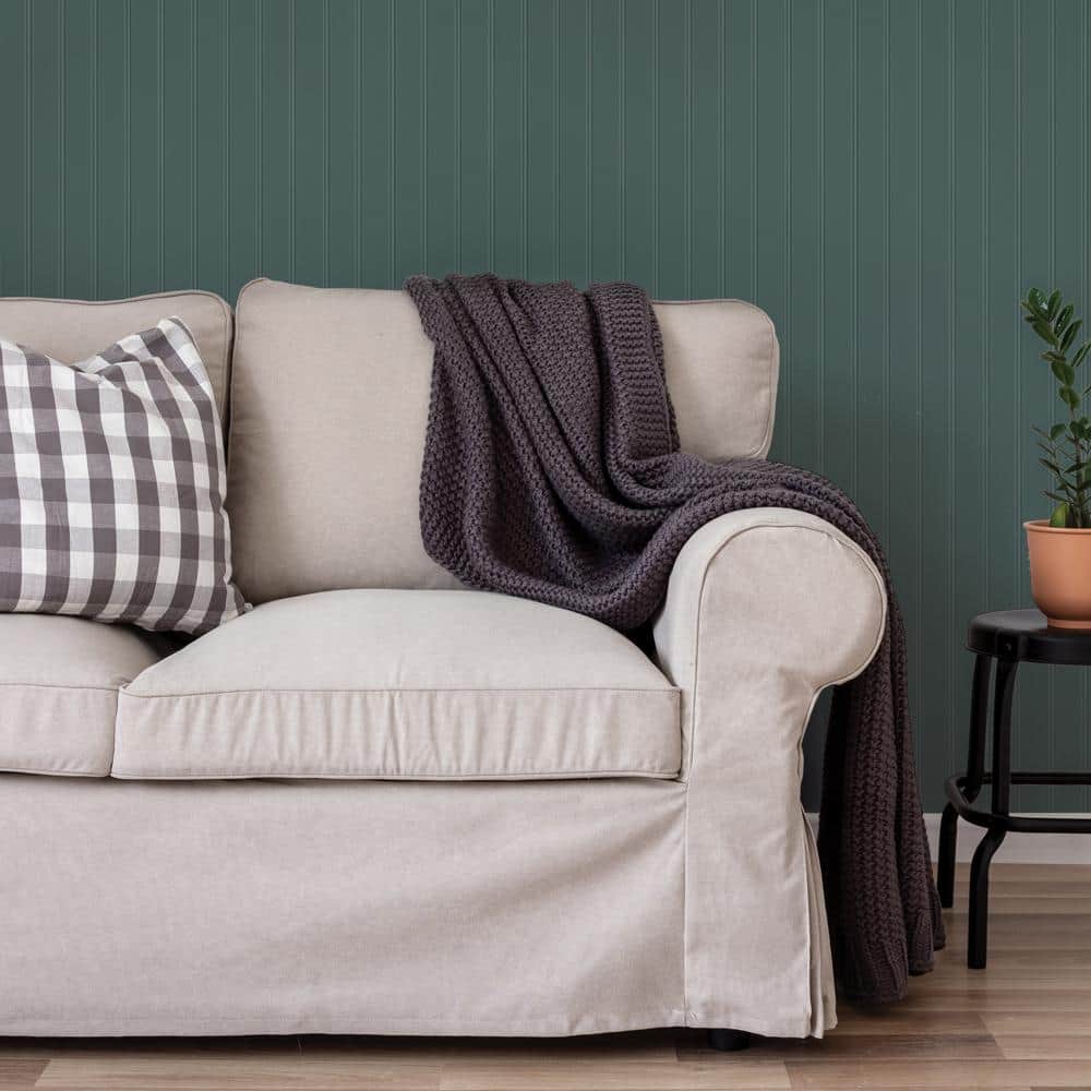 Teal Green Faux Wood Beadboard Peel and Stick Wallpaper Roll