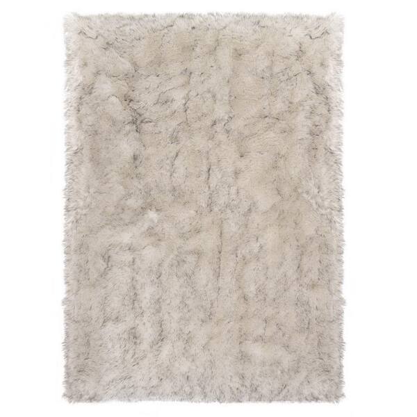 Latepis White/Gray 4 ft. x 6 ft. Sheepskin Faux Furry Cozy Area Rug YMW