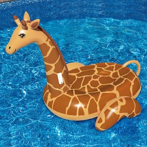 96 in. x 65.5 in. Tan/Brown Giant Ride-On Giraffe Pool Float