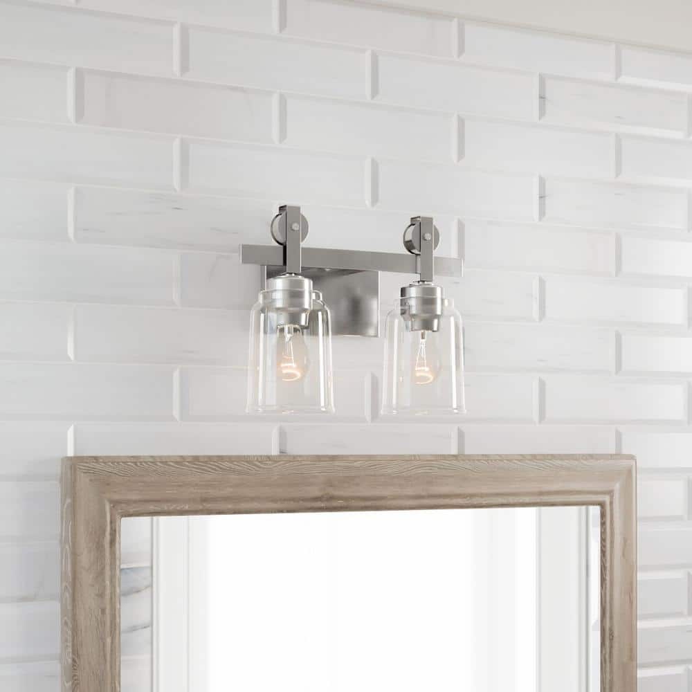 Knollwood 2-Light Brushed Nickel Vanity Light with Clear Glass Shades price history on PriceWatchPro