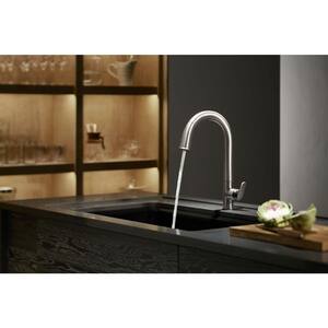 Sensate AC-Powered Touchless Single-Handle Pull-Down Sprayer Kitchen Faucet in Vibrant Stainless with Black Accents