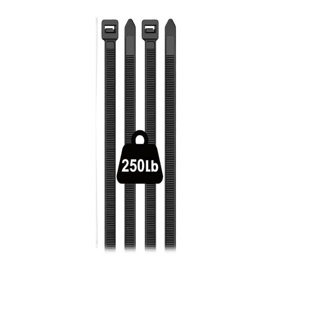 36 in. Large Cable Zip Tie Heavy Duty with 250 lbs. Tensile Strength in Bla