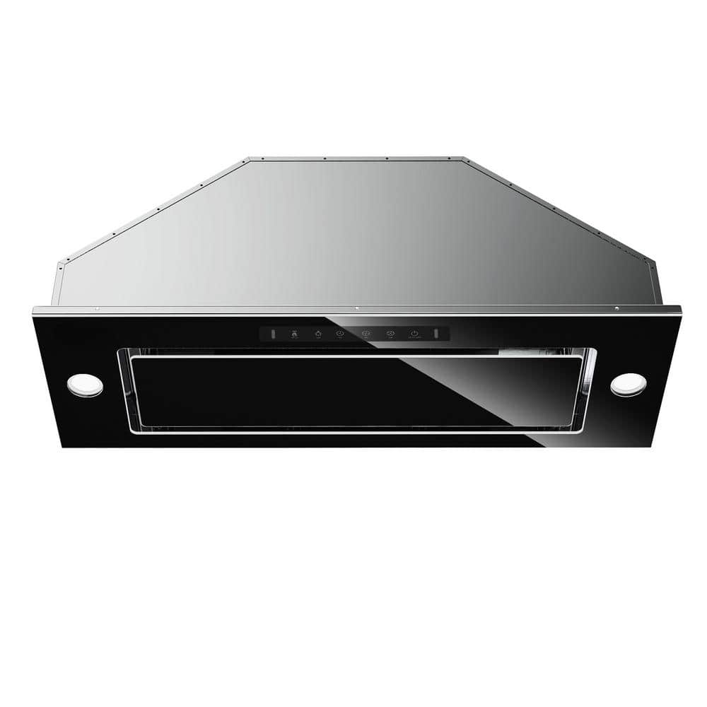 35.43 in. 900 CFM Ducted Insert Range Hood in Black Stainless Steel with LED Lights