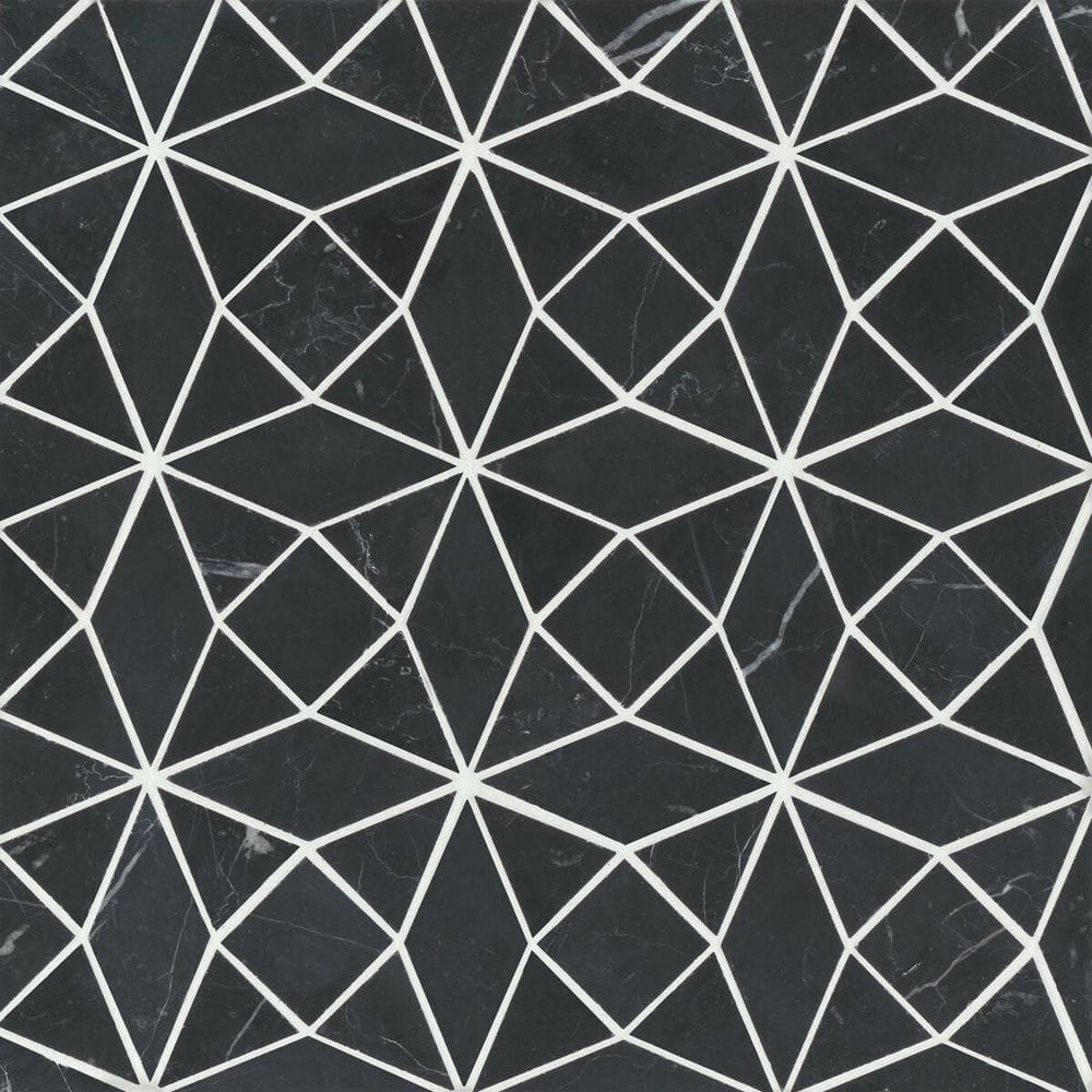 Monet Triangle 10 in. x 10 in. Honed Nero Marquina Marble Mosaic Tile (3.56 sq. ft./Carton) price history on PriceWatchPro