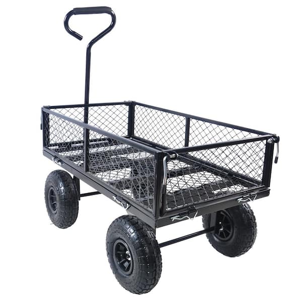 Tunearary 3.5 cu. ft. Metal Garden Cart Wagon Cart Black W227HZP41280 ...