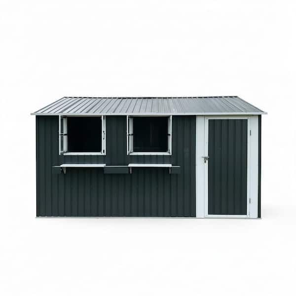 d 12 ft. W x 10 ft. D Outdoor Metal Storage Shed w/3 WindowandFlower