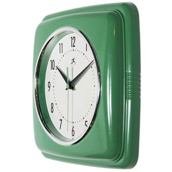 Infinity Instruments Square Retro Green Wall Clock 13228LG-4103