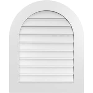 26 in. x 32 in. Round Top White PVC Paintable Gable Louver Vent Functional