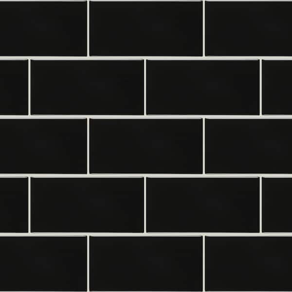 Daltile Restore Black 3 in. x 6 in. Glazed Ceramic Subway Sample