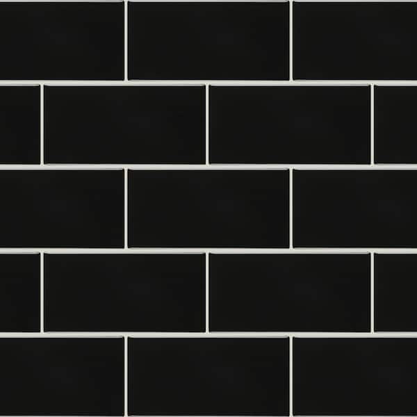 Daltile Restore Glossy Black 3 in. x 6 in. Glazed Ceramic Subway Wall Tile (0.125 sq. ft./each)