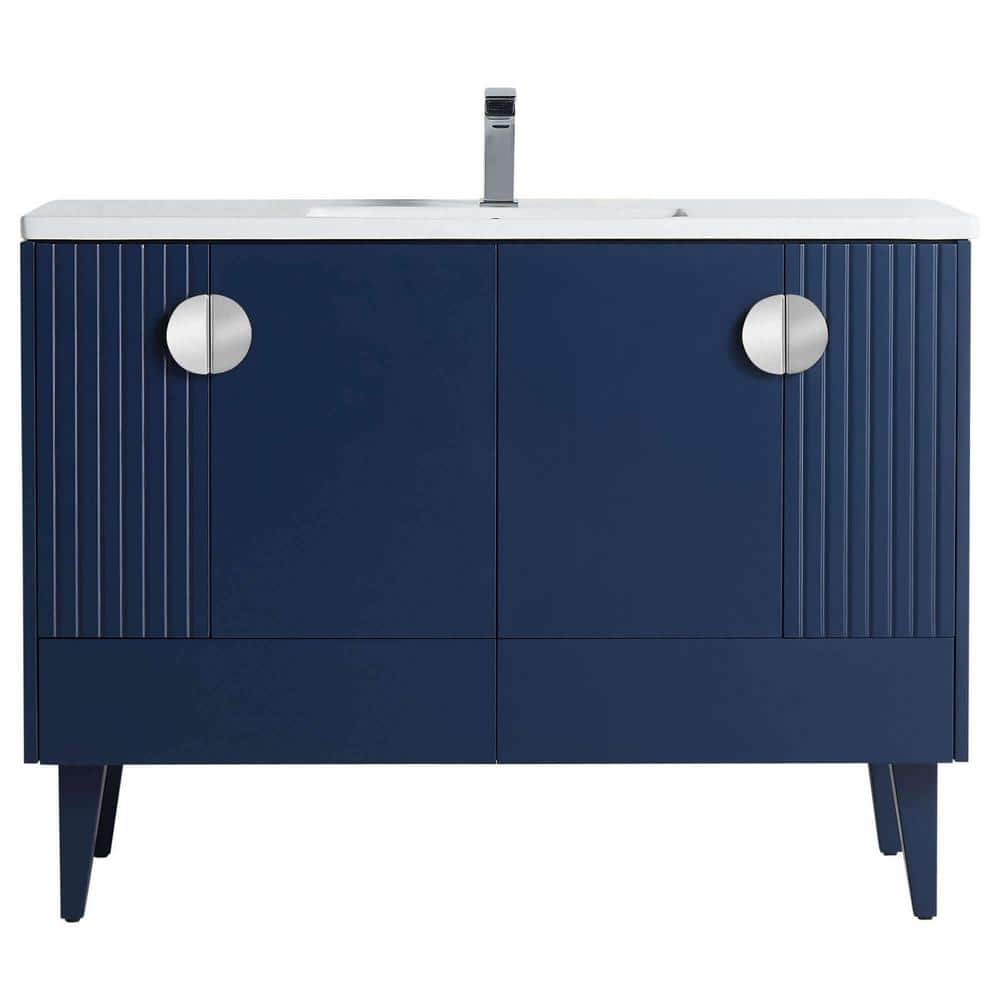 Venezian 48" Navy Blue Single Bathroom Vanity with Chrome Handles