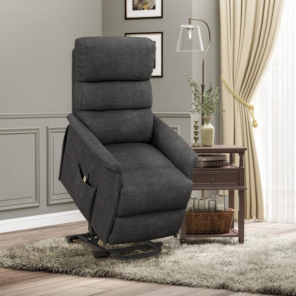 Black Metal Electric Lift Recliner with Remote Control