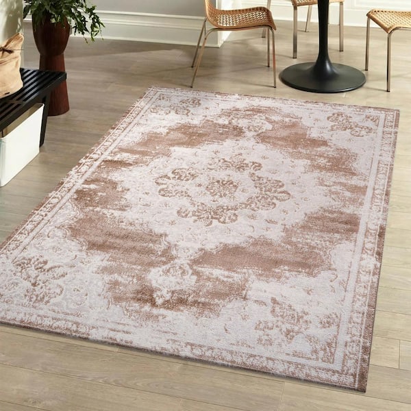 JONATHAN Y Alhambra Ornate Medallion Modern Brown/Cream 4 ft. x 6 ft. Area Rug
