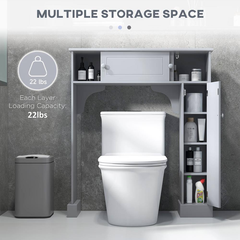 Gray Adjustable Over-the-Toilet Storage Cabinet with Cubes