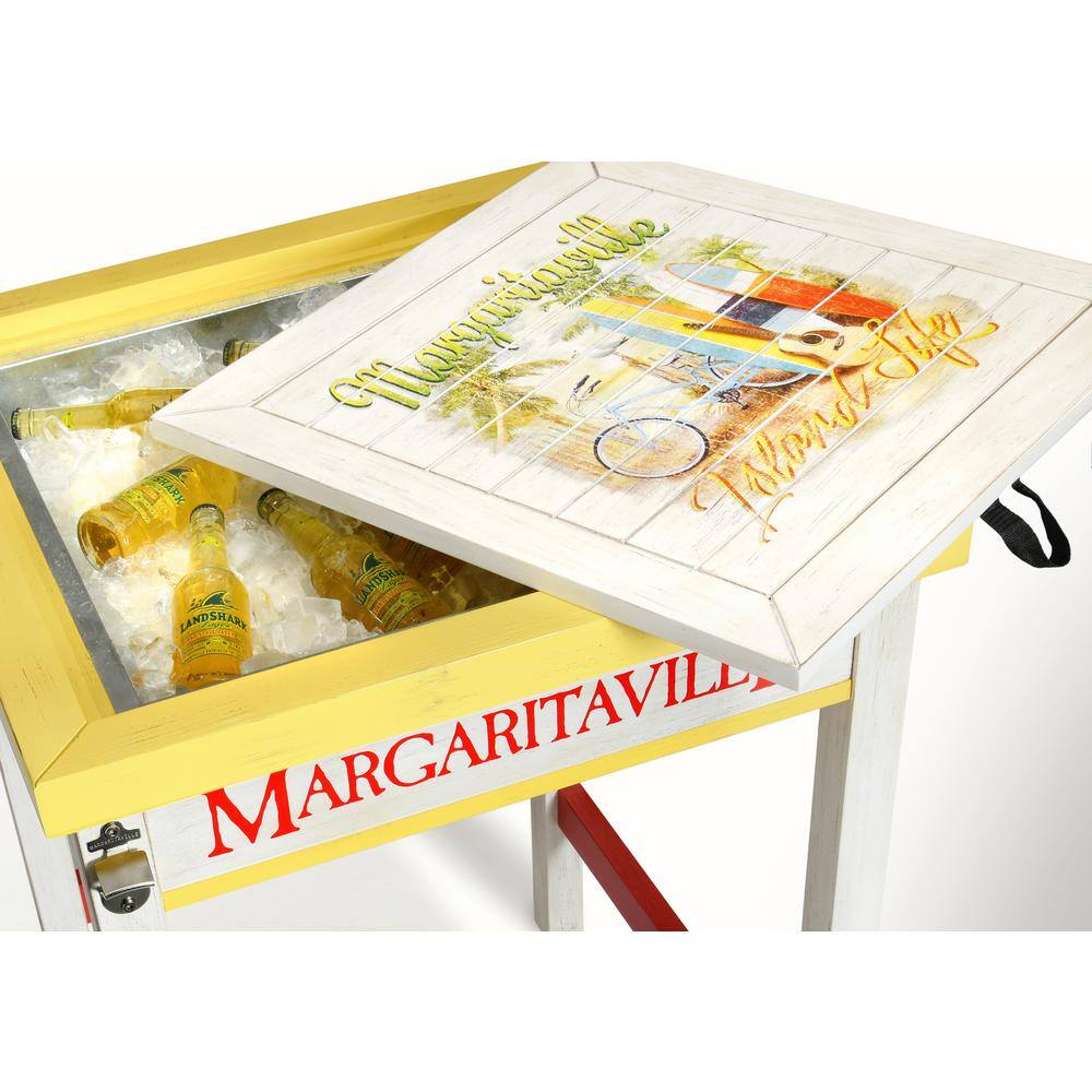 Colorful Poplar Wood Outdoor Bistro Table with Beverage Tub