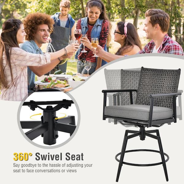 Gymax Patio Swivel Metal Outdoor Bar Stools Counter Height Bar