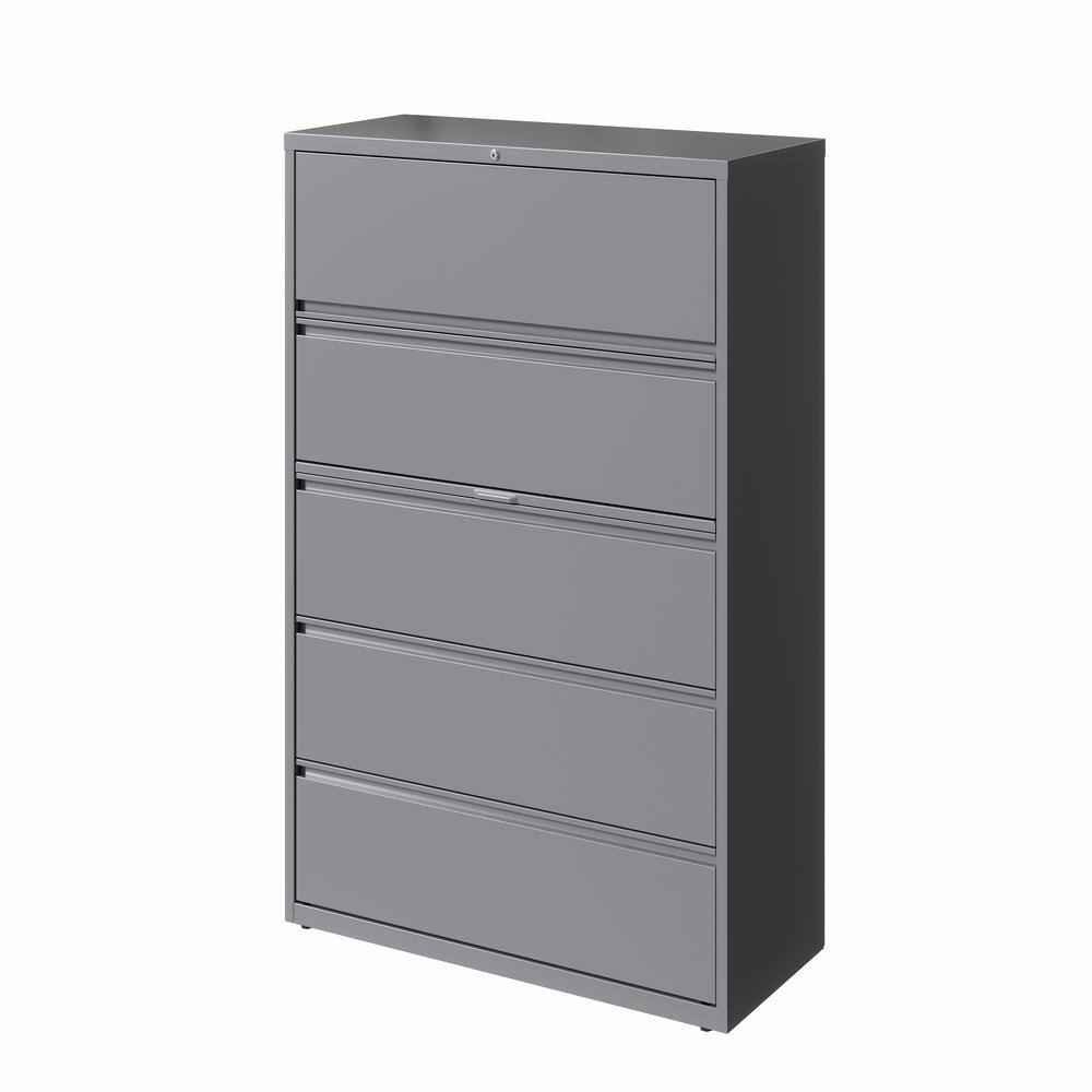 Arctic Silver 42" Wide 5 Drawer Lockable Lateral File Cabinet