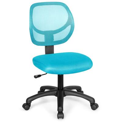Mesh Blue Low-Back Armless Computer Office Desk Chair with Adjustable Height