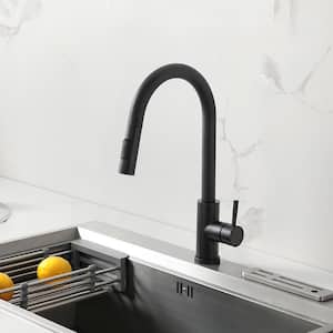 Amuring Single Handle Pull Out Sprayer Kitchen Faucet with cUPC Certification in Matte Black