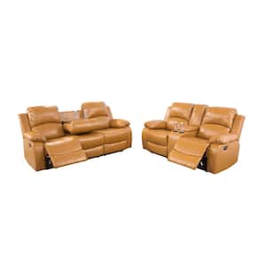 2-Piece Faux Leather Ginger Reclining Living Room Set