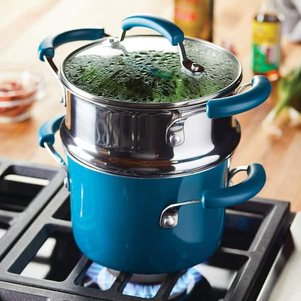 Rachael Ray Nonstick Sauce Pot and Steamer Insert Set 3-Quart Marine Blue