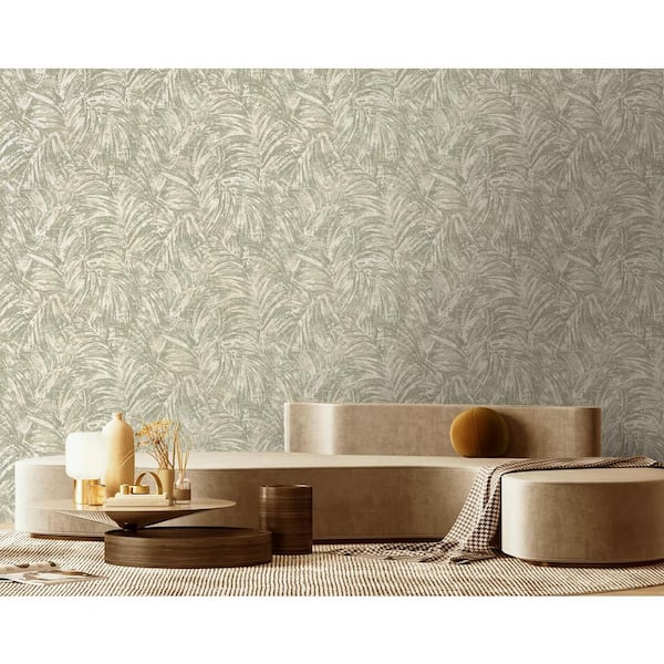 Sage Allover Digital Printed Leaf Print Non Woven Non-Pasted Textured Wallpaper 57 Sq. Ft.