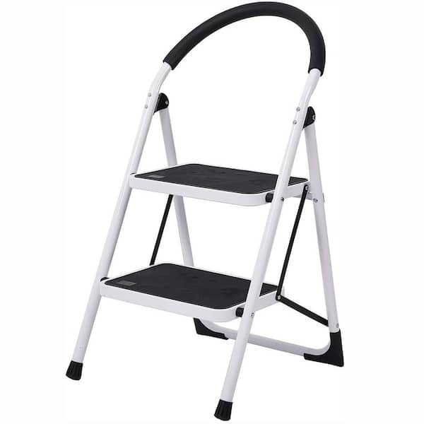 Unbranded 2-Step Steel Step Stool Ladder Folding Step Ladder with Handle and Anti-Slip Pedal, 330 lbs. Capacity 6 ft. Reach Height