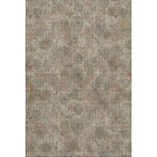Mayfield Premium Machine Washable Abstract AMF2128 Brown 10 ft. x 14 ft. Area Rug