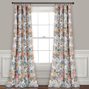 Lush Decor Blue Floral Rod Pocket Room Darkening Curtain - 52 in