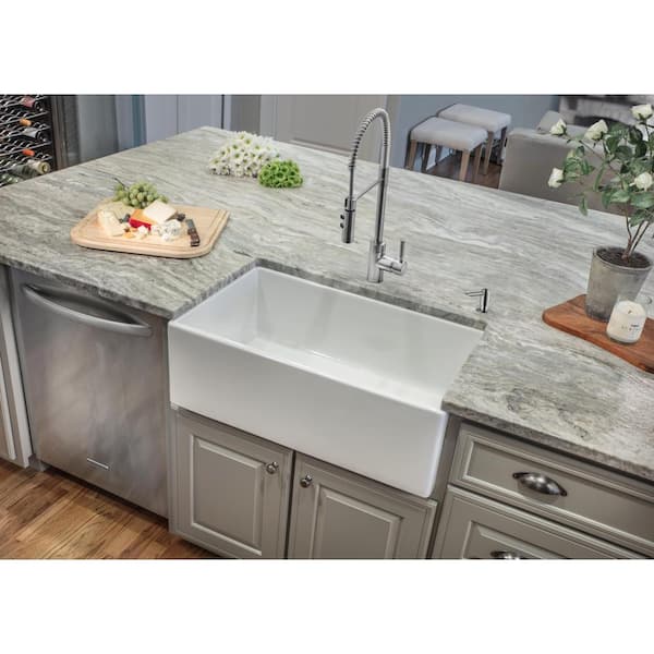 Ipt Sink Company Farmhouse Apron Front Fireclay 33 In Single Bowl Kitchen Sink In White Iptfc33pln The Home Depot