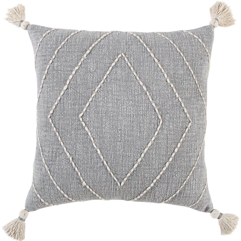 Handmade Textured Cotton Striped Pillow Cover - Corner Tassels