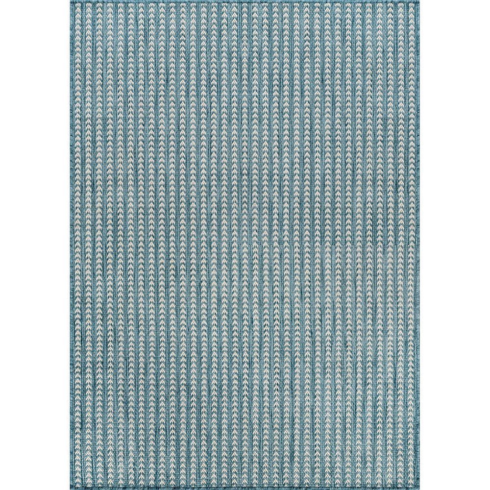 Arrow Aqua 8 ft. x 10 ft. Chevron Striped Washable Indoor Outdoor Area Rug price history on PriceWatchPro