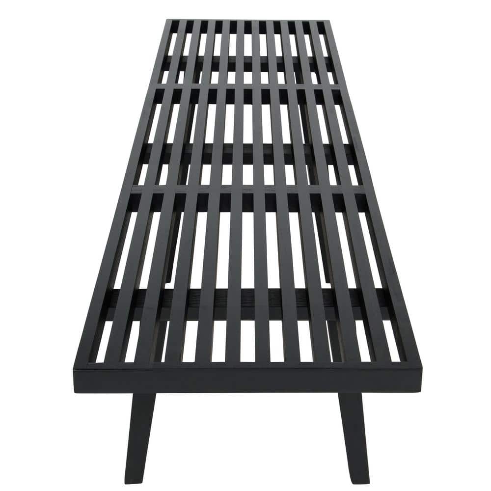 Inwood 72" Black Solid Wood Platform Bench