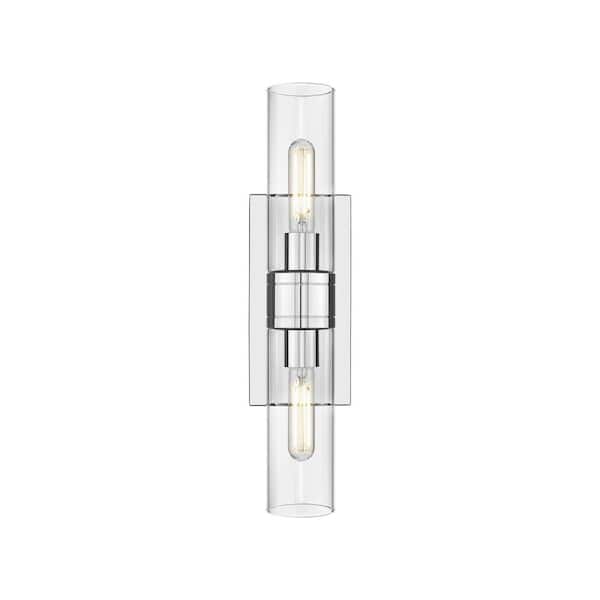 Ballston Urban 18 in. 2-Light Polished Chrome Vanity Light with Glass Shade