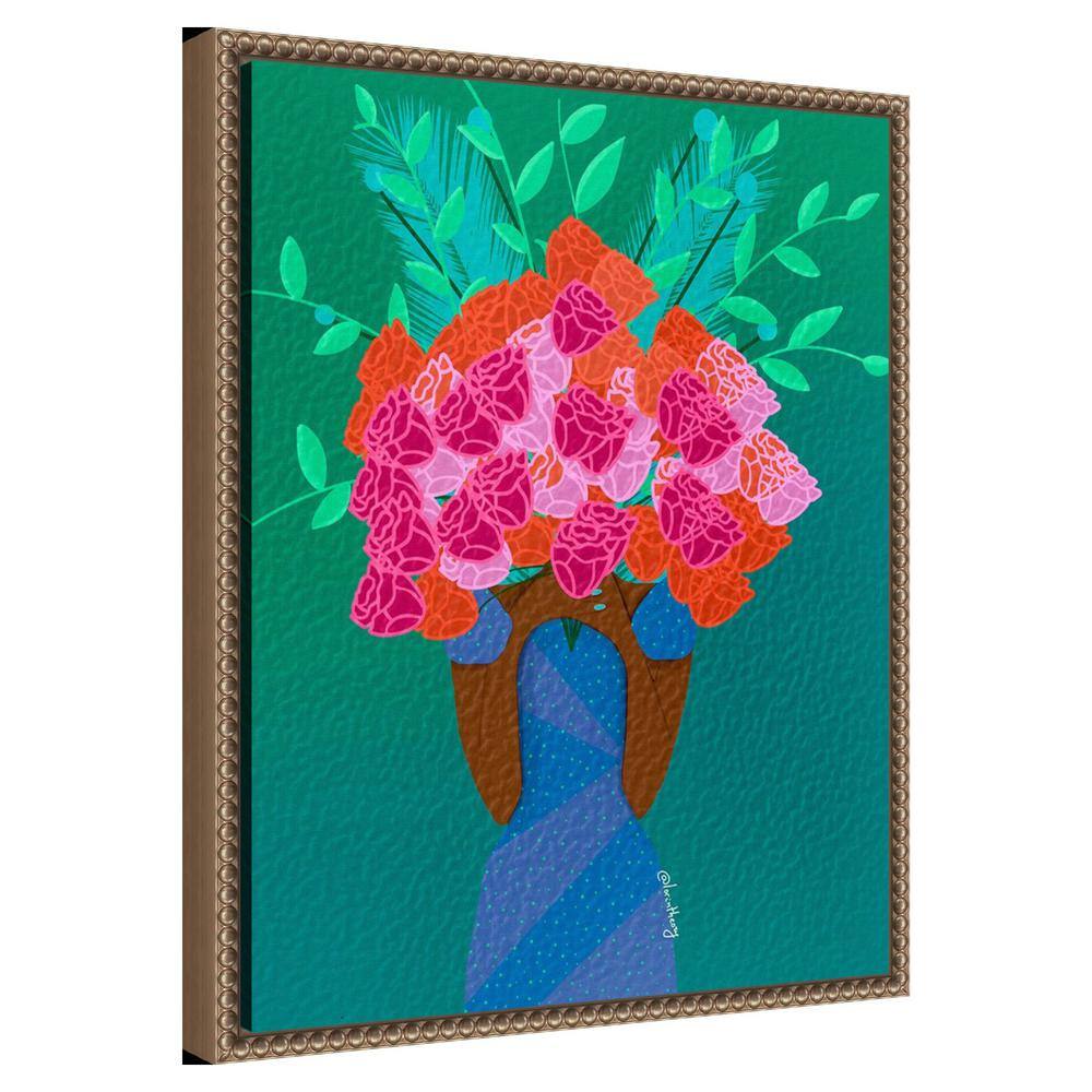 Botanic-Inspired Beaded Bronze Framed Canvas Wall Art 16 x 20-in.