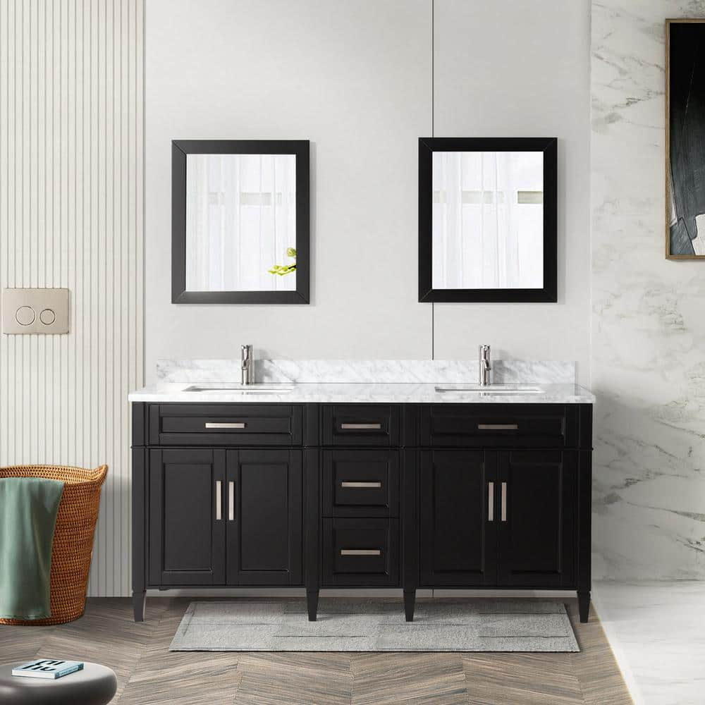 Vanity Art VA3030-72E Espresso 72 Double Sink Bathroom Vanity Set with Ceramic Vanity Top