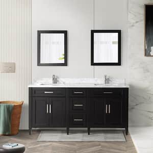 Savona 72 in. W x 22 in. D x 36 in. H Bath Vanity in Espresso with Vanity Top in White with White Basin and Mirror