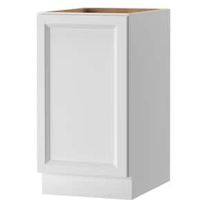 Keyport Shaker 18 in. W x 24 in. D x 34.5 in. H in Satin White Plywood Ready To Assembly Kitchen Cabinet with Trash Can