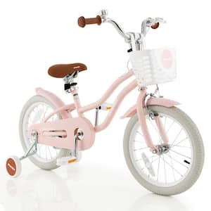16 in. Kids Bike Toddler Adjustable Bicycle withTraining Wheel for 4-Years to 8-Years Old Girl Pink