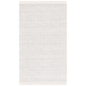 Marbella Ivory/Black Doormat 3 ft. x 5 ft. Geometric Solid Color Area Rug