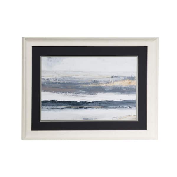 Litton Lane 23.5 in. x 17.5 in. Modern Decor Abstract Art Gray and White Landscape Painting Print in White Wooden Frame